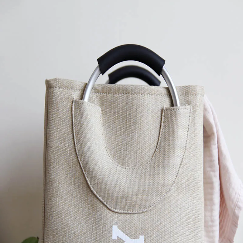 Хлопковая льняная портативная большая корзина для белья и грязной одежды с