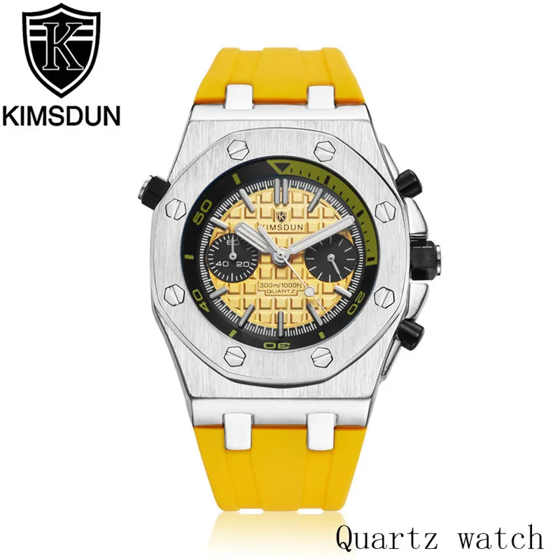 KIMSDUN Роскошные брендовые часы мужские часы Montre Homme все подциферы рабочие Силиконовые наручные кварцевые часы мужские эксклюзивные мужские часы Relogio