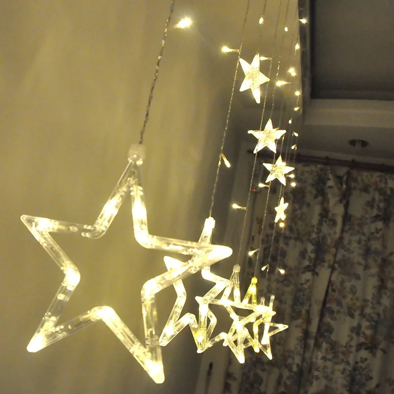 

Christmas Lights AC 220V EU Plug Romantic Fairy Star LED Curtain String Lighting For Holiday Wedding Garland Party Decoration
