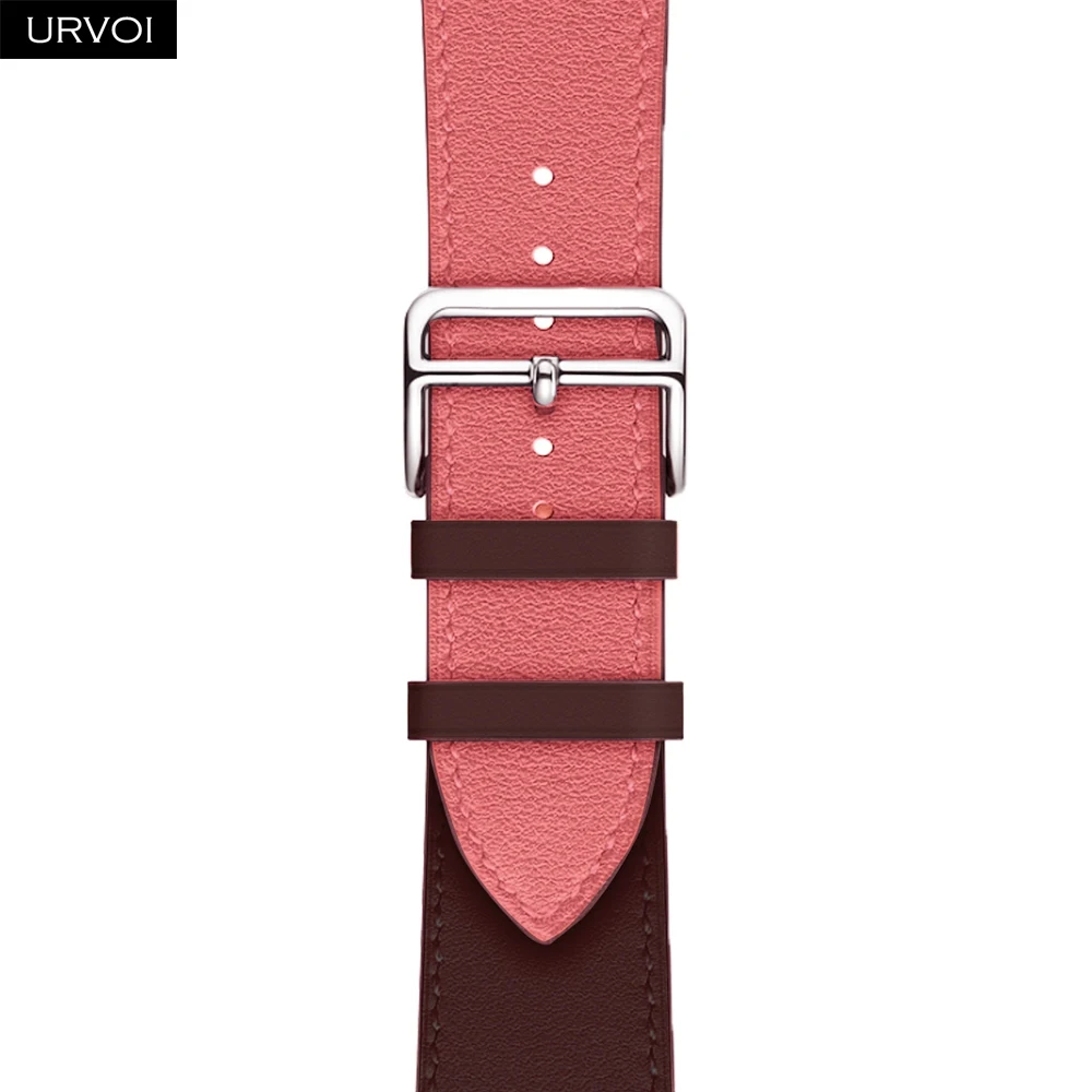 Dark Brown P URVOI один ремешок для apple watch серии 5/4 3/2/1 Swift кожаный ремешок для наручных часов iWatch, классический ручной работы черные, с ремешками на пряжках - Цвет ремешка: Dark Brown P