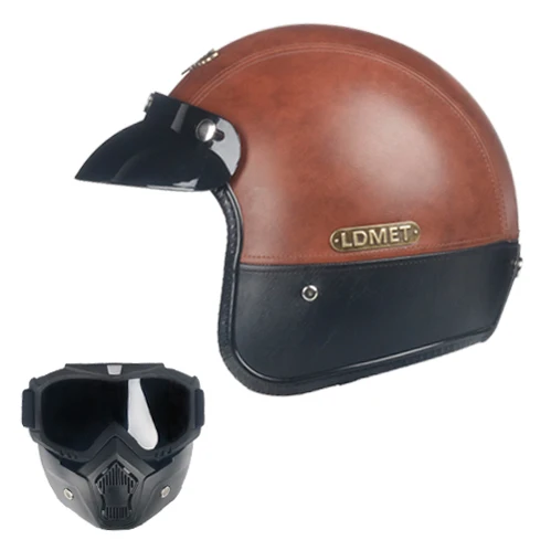 LDMET Кожа PU casco moto Винтаж moto rcycle шлем с открытым лицом камуфляж capacetes de moto ciclista vespa Кафе racer - Цвет: 18