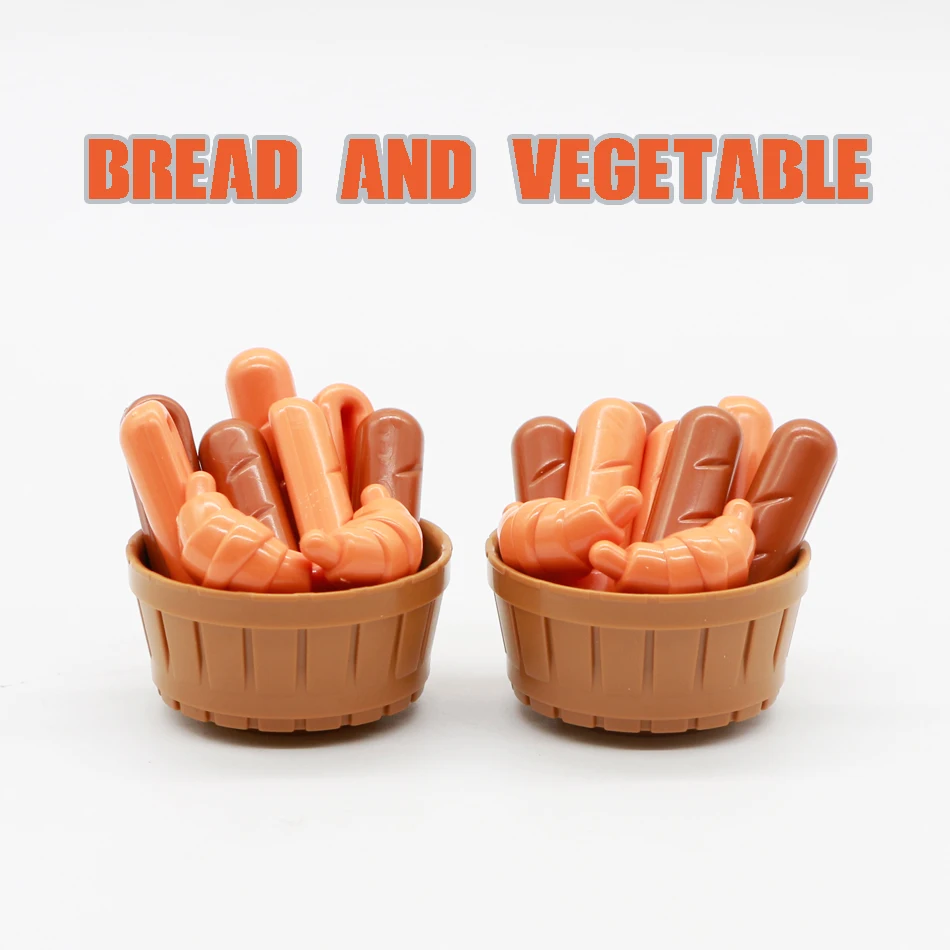 Friends Accessories Building Blocks Bread Baguette Basket Food Fruit Fish DIY MOC Bricks Toy For Children Compatible City | Игрушки и