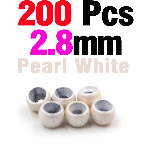 200 2dot8 white MNFT 200 шт., латунные бусины с большим глазом для ловли нахлыстом, Нимфа, Скад, глаза живота, материалы для ловли нахлыстом - Цвет: 200 2dot8 white