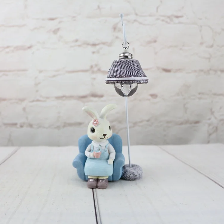 Night light A Пасторальные миниатюрные фигурки кролика из смолы, Креативные украшения, маленький Ночной светильник, домашний декор, подарок студентам, изделия из смолы - Цвет: Night light A