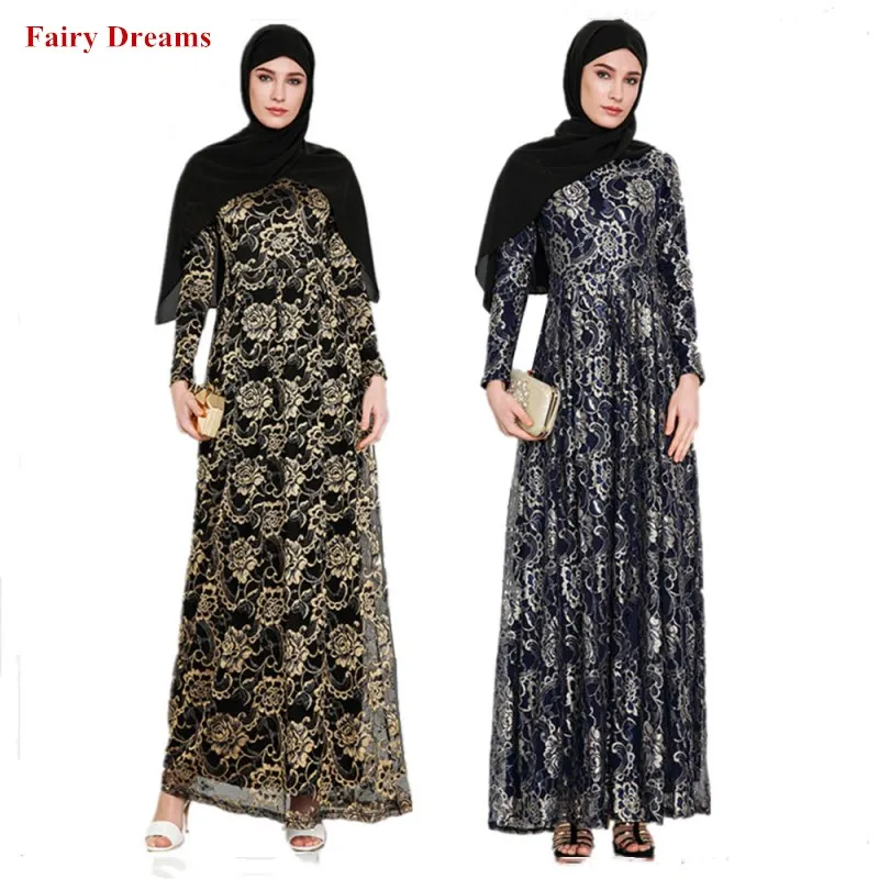 Женское мусульманское платье с цветочным принтом Abaya длинное хиджаб Кафтан из