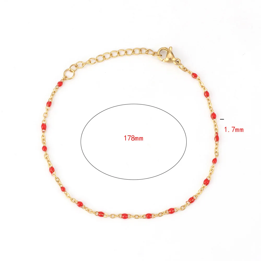 red Lucky Eye, мини браслет из бисера, золотой, нержавеющая сталь, цепочка, браслет для женщин, женский браслет, ювелирное изделие, красочные подарки EY6237 - Окраска металла: red