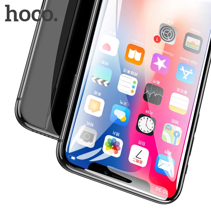 HOCO для iPhone X XS 3D полное Закаленное стекло пленка защита экрана Защитный чехол