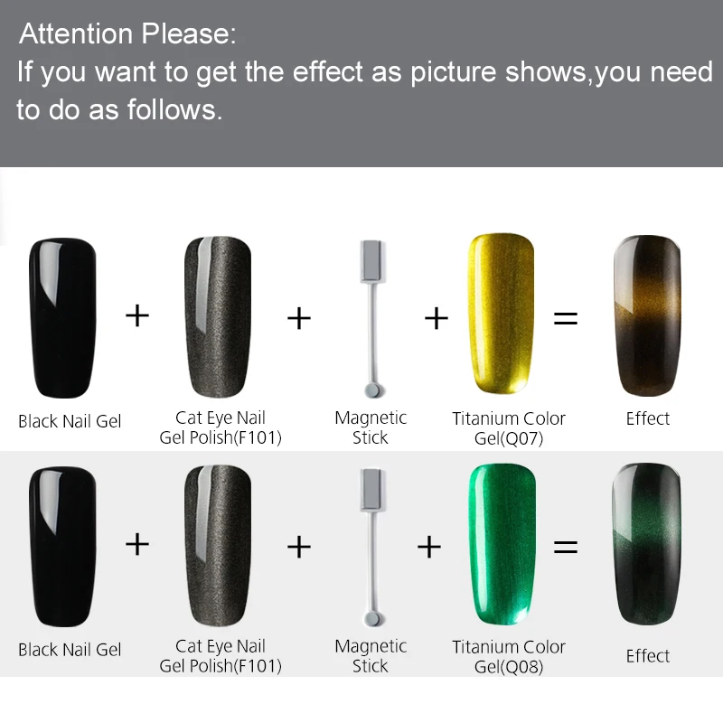 Гель ROSALIND 1S 10 мл 3D магический эффект кошачий глаз + титановый УФ набор гель-лаков