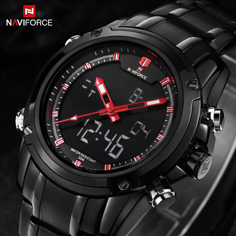 Часы мужские Кварцевые водонепроницаемые со светодиодный кой в стиле милитари |