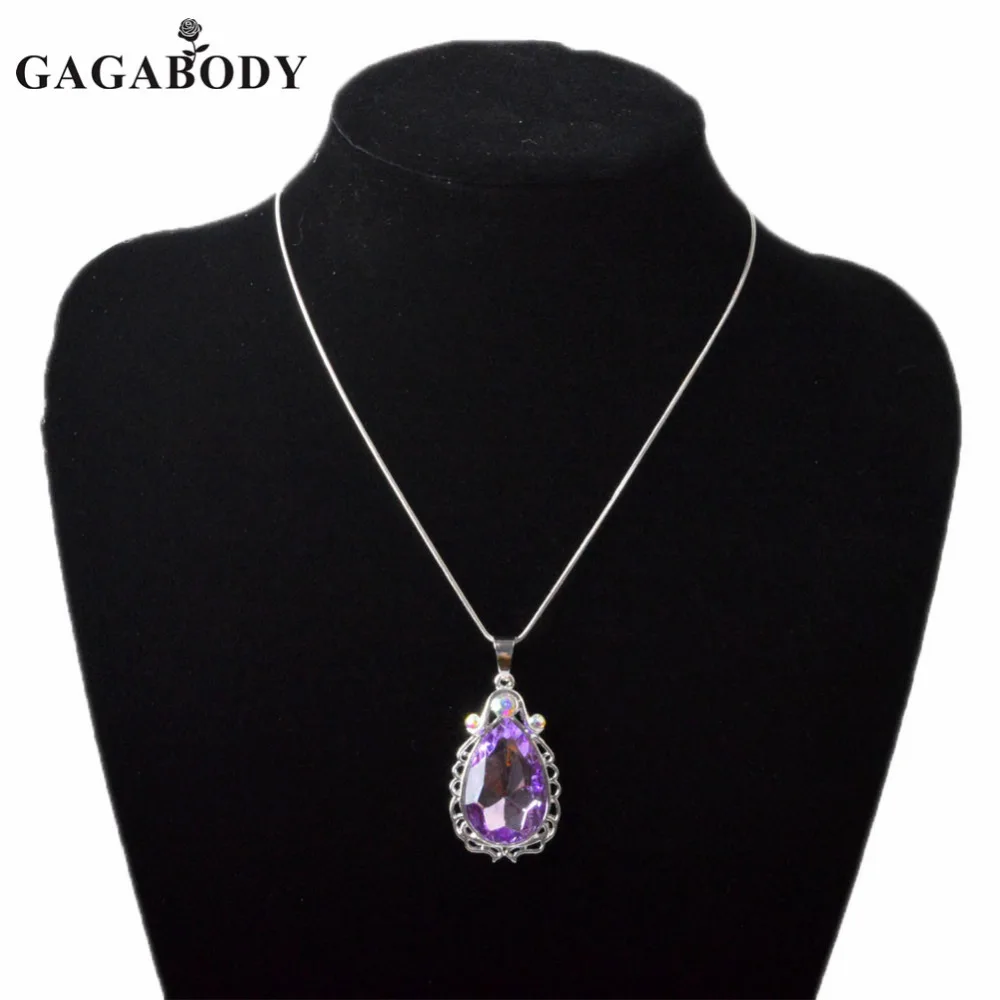 GAGABODY, лучший подарок, София, амулет, принцесса, ожерелье из нержавеющей стали, София, фиолетовые стразы, Овальные, слеза, ожерелье подружки невесты