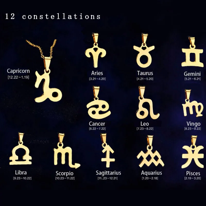 Высококачественное колье из нержавеющей стали 316L с 12 созвездиями значимый