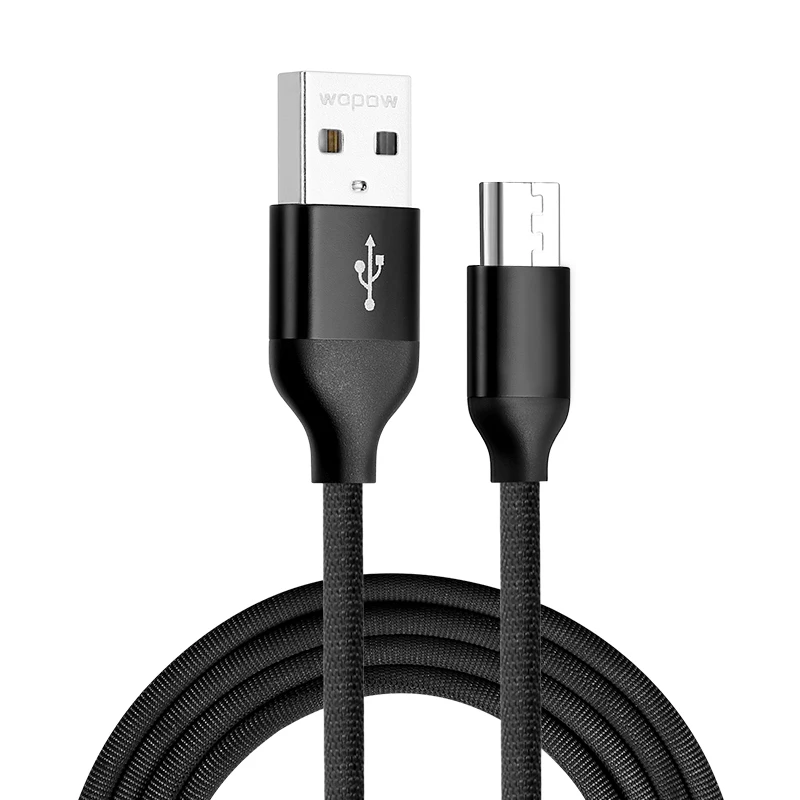 Black WOPOW Micro USB кабель 2.1A быстрая Синхронизация данных зарядный кабель для samsung huawei Xiaomi LG 2 m Andriod Micro Usb кабели для мобильных телефонов - Цвет: Black