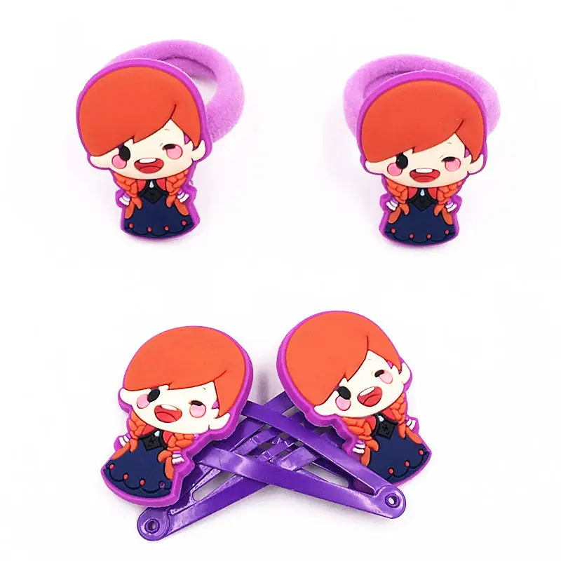 10 шт. фиолетовый Анна Эльза Рапунцель Шаржа PVC шпильки для волос девочек