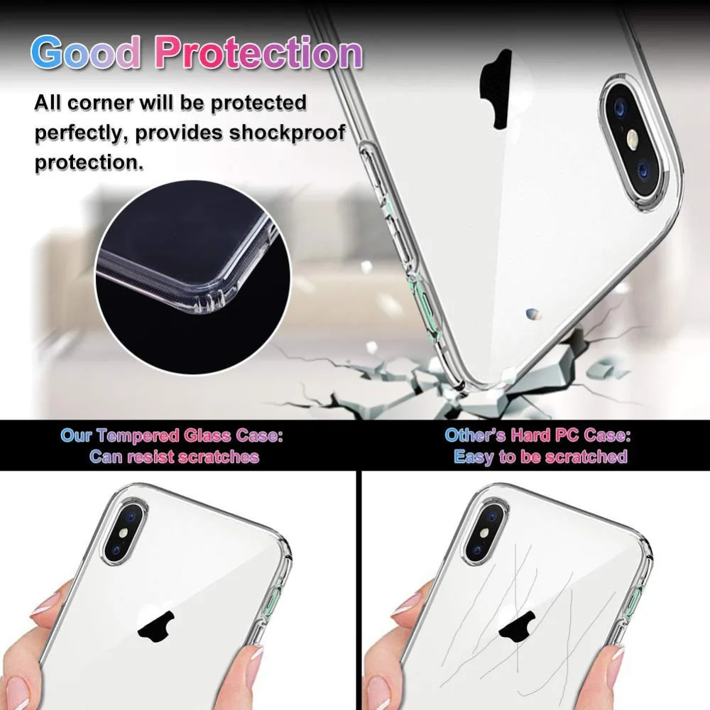 Ascromy для iPhone Xs Max чехол из закаленного стекла задней панели ТПУ мягкий силиконовый