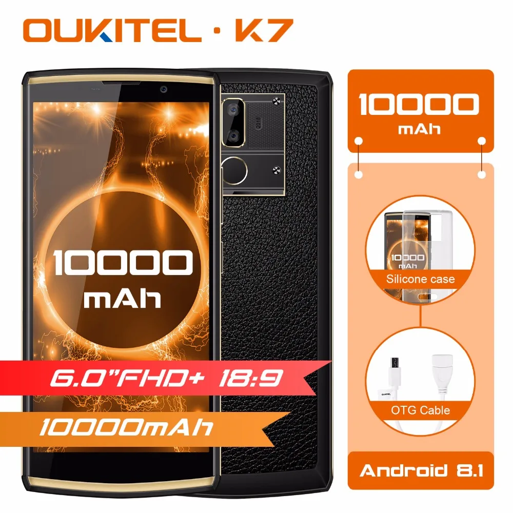 Oukitel K7 6 0 &quot18:9 Дисплей мобильного телефона Android 8 1 4G Оперативная память 64G