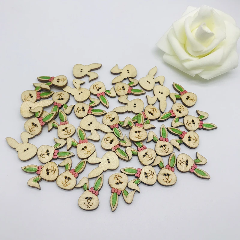 10 pcs 19*25mm rabbit decorative wooden buttons sewing seam scrapbooking accessories wood button for clothing Crafts | Дом и сад