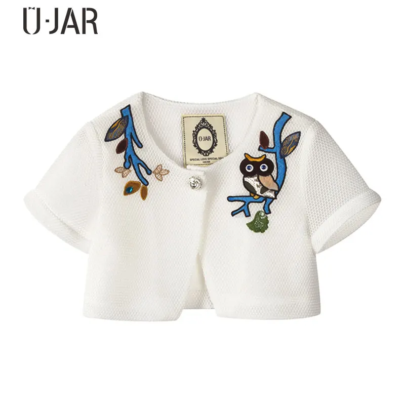 Ujar бренд короткий рукав куртка для девочек короткие узор повседневные открытые
