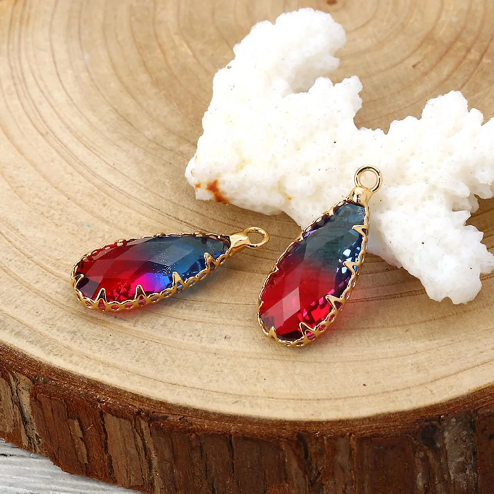 Подвеска DoreenBeads из меди и стекла оправа под золото красочные граненые подвески 24
