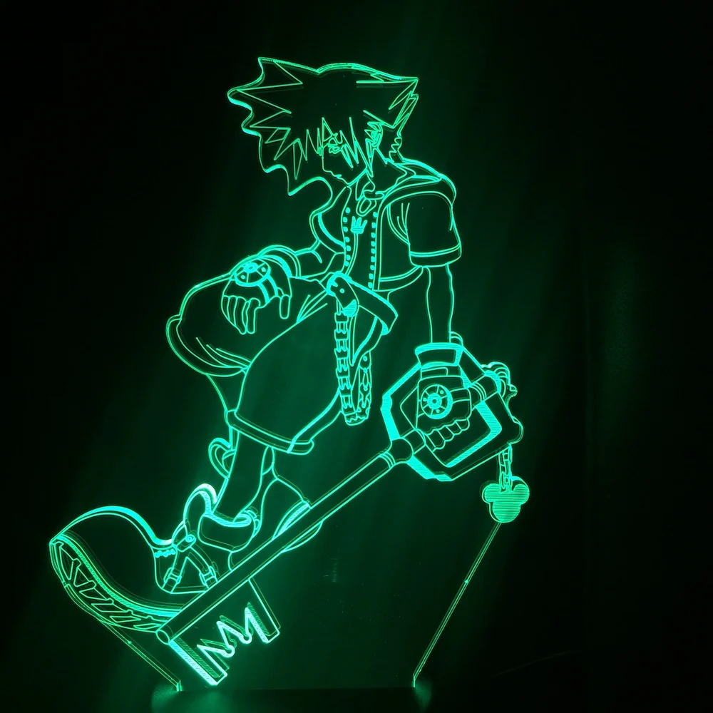 Sora Рисунок USB светодиодный 3d-ночник многоцветный RGB декоративные огни для мальчиков детская игра "Подарки" Королевство Сердца настольная лампа прикроватная