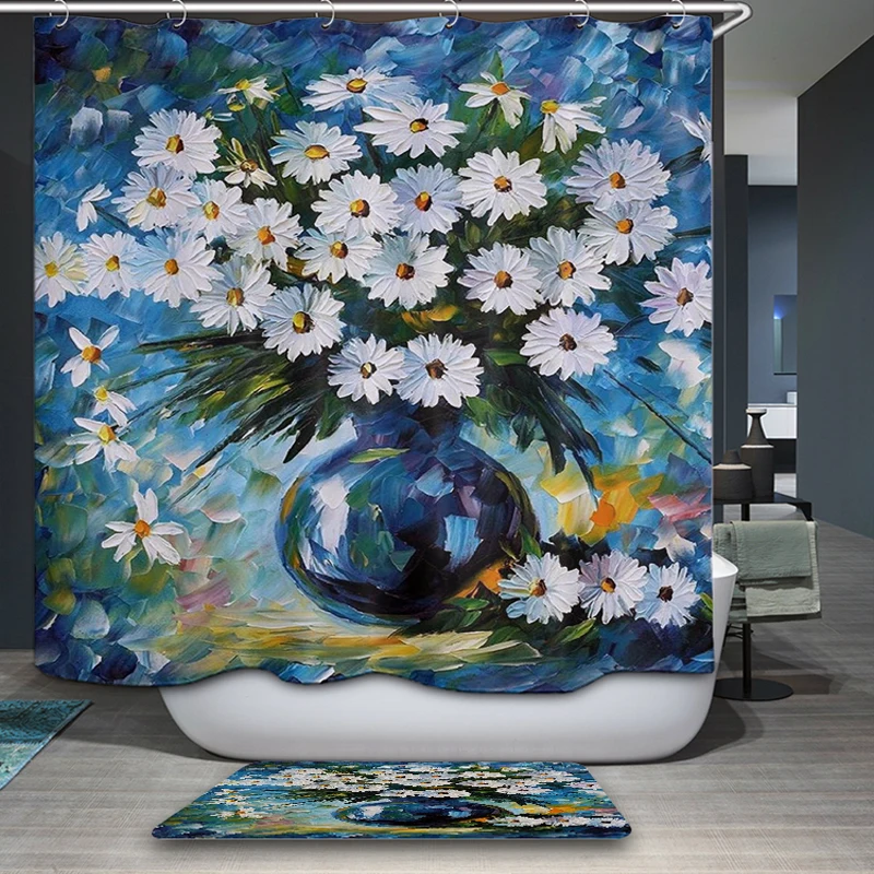Polyester Fabric Shower Curtain Waterproof Home Bathroom Curtains Flowers orchid purple bath crutain for the bathroom | Дом и сад