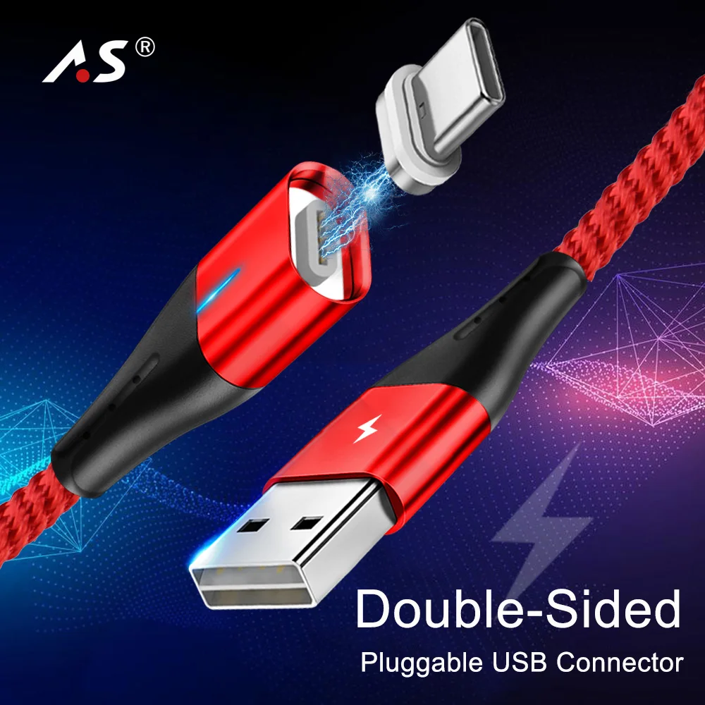 Магнитный кабель A.S Type C USB быстрое зарядное устройство для мобильного телефона