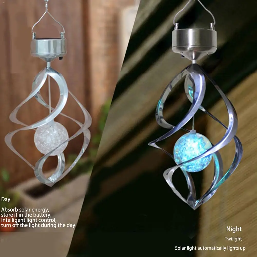 Solar Powered Wind Chimes Light Colorful Change Hanging Light Waterproof Outdoor Decoration Lighting for Garden Courtyard Villa