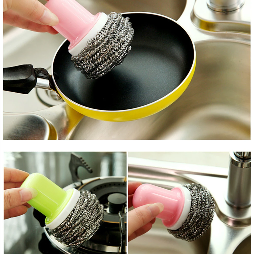 1 шт. портативная красочная проволочная шариковая щетка из нержавеющей стали с