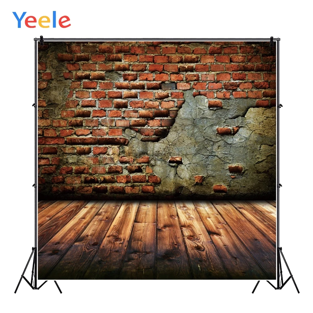 Yeele Фотофон старый коричневый кирпичная стена деревянные доски Детские