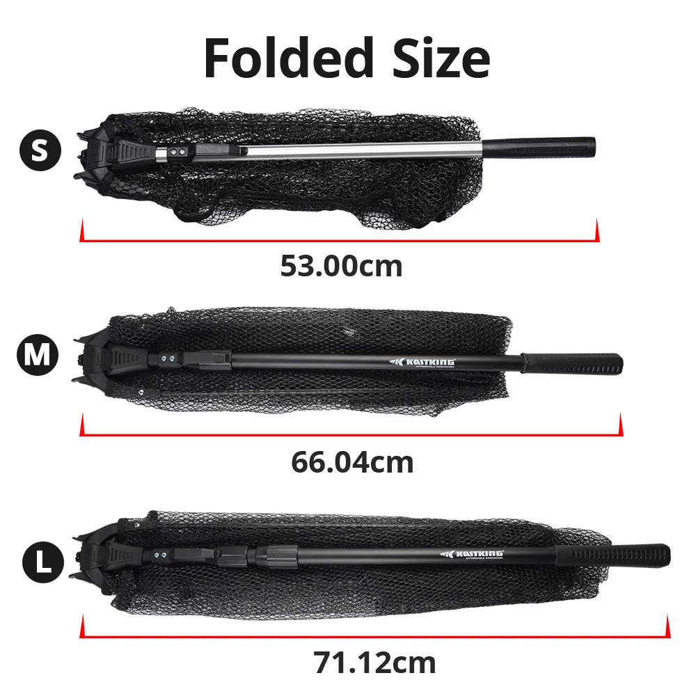 KastKing 90cm 160cm 210cm Folding Fishing Net Triangular Landing Network 3 Section Telescopic Hand Fish | Спорт и развлечения