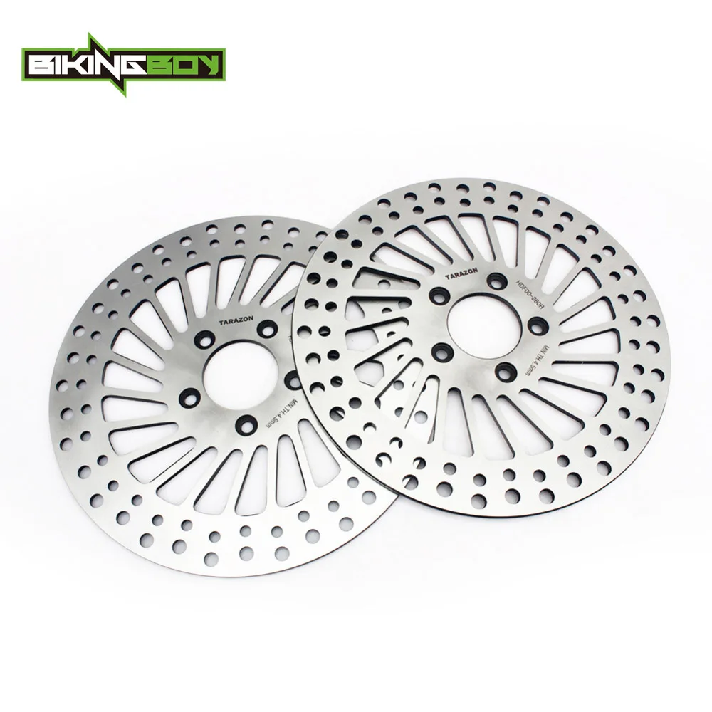 Front Silver BIKINGBOY для Harley Touring 1450 FLTR FLHR FLHT FLHTC FLHX FLHRS Sportster XL 883 1200 R S передние задние тормозные диски Диски роторы - Цвет: Front Silver
