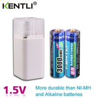 kentli 2pcs 1 5v aa 2000mah batteries rechargeable li ion li polymer lithium battery 2 slots aa lithium li ion smart charger