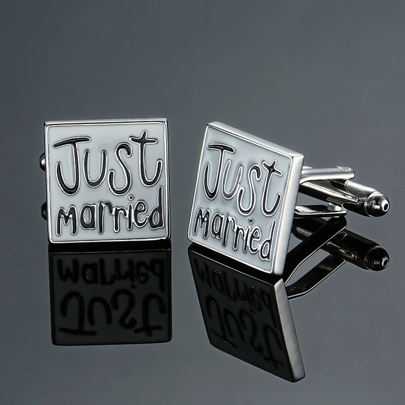 

DY New high quality Enamel Just Married Cufflinks fashion Men's wedding French shirt Cufflinks free shipping