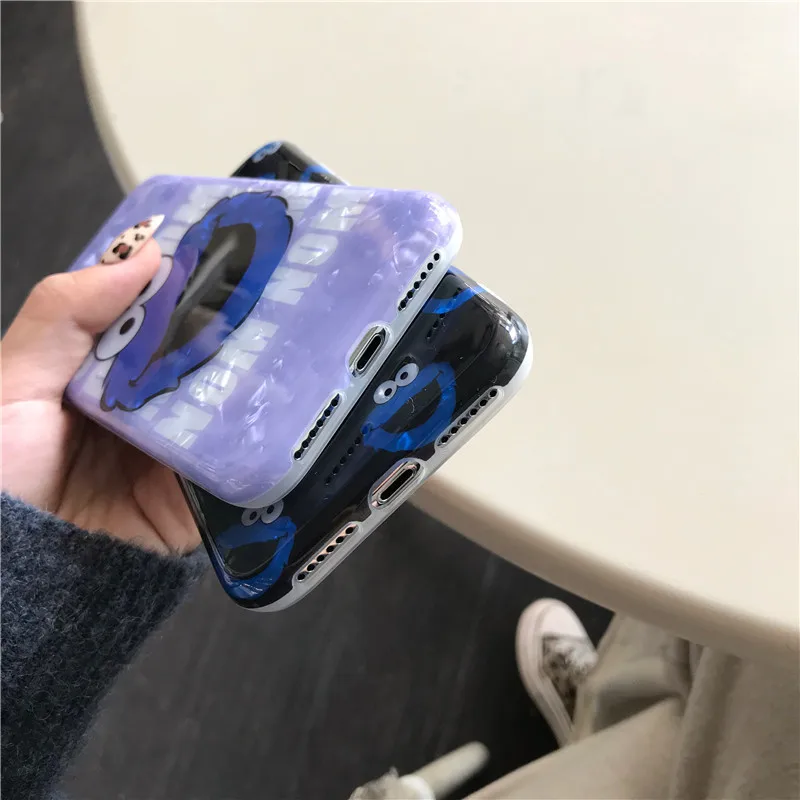 JAMULAR Cartoon Sesame Street Case Cover For iPhone XS MAX XR X 8 6 6s Plus Bling Conch Shell Phone Coque 7 Soft Capa |