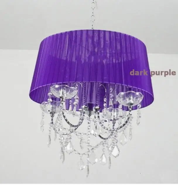 dark purple Осветительная лампа, подвесные светильники, светодиодная Хрустальная спальня, благородная Роскошная лампа, дымоход e14, лампа, стеклянная основа, светодиодная лампа, модный абажур XU - Цвет корпуса: dark purple