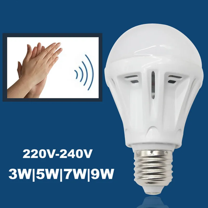 

1pcs LED Bulb Sound & Light Sensor 9W E27 LED Smart Bulbs Warm/White Color Lampada LED Bulb light AC220-240V