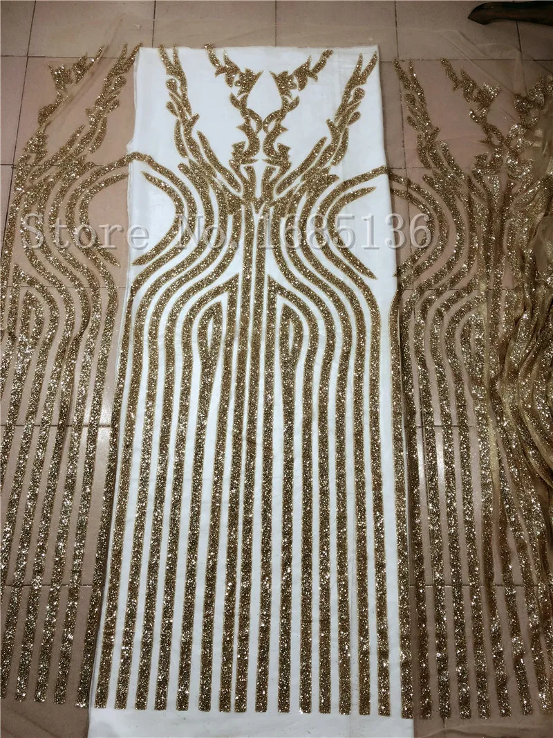 Good looking design African glitter french Net Lace gold glued Tulle Fabric for sexy dress | Дом и сад