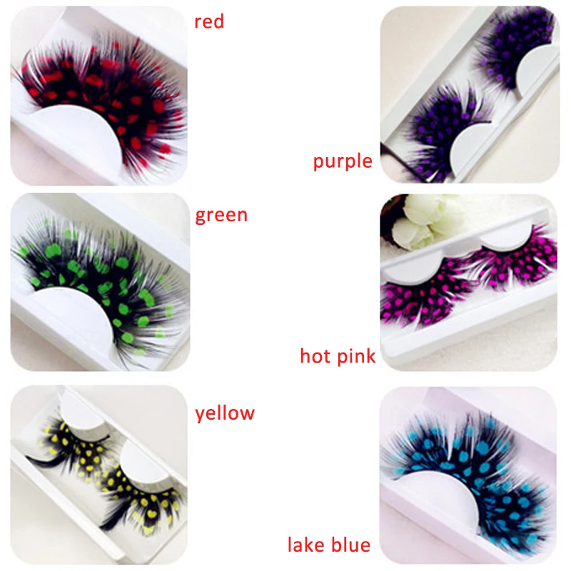 1 пара модных цветов косплей Хэллоуин перо накладные ресницы ручной работы для