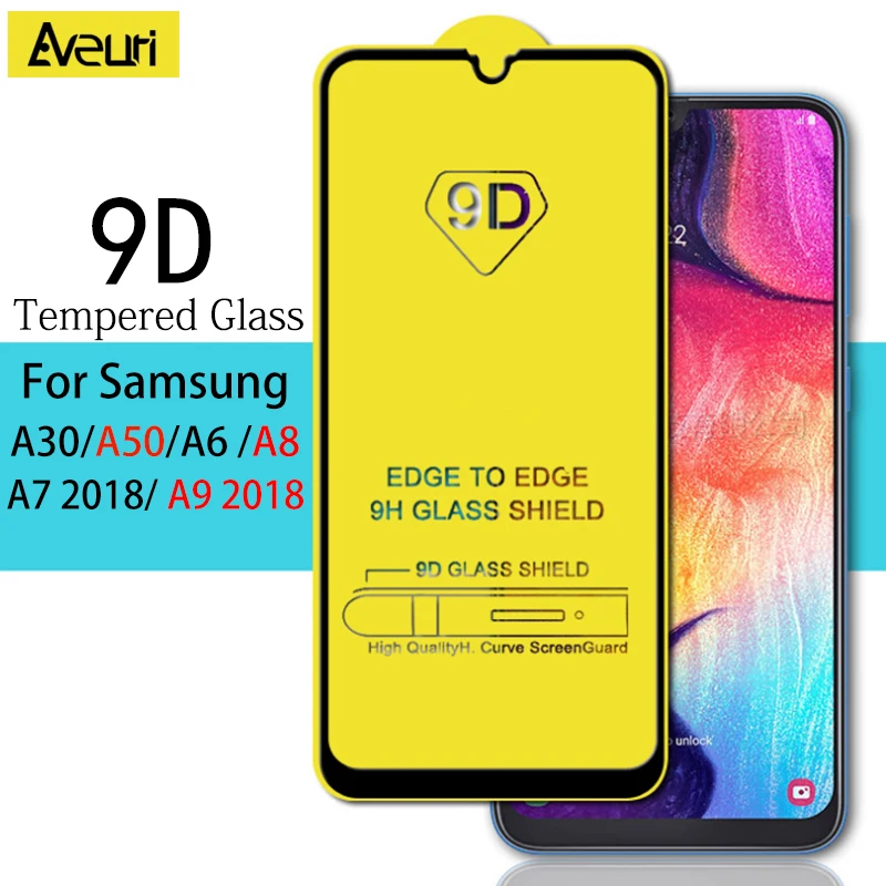 Изогнутое закаленное стекло 9D для Samsung Galaxy A6 A8 Plus A7 A9 2018 A750 Защита экрана A30 A50
