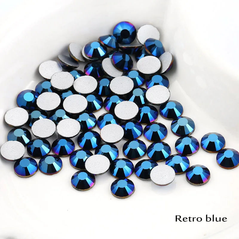 Retro blue Новинка; с украшением в виде кристаллов 288 шт./упак. SS30 кристально чистый цвет 6,5 мм круглый клеем на плоской задней стороне M-foild Стразы с прямой основой, Стразы для одежды - Цвет: Retro blue