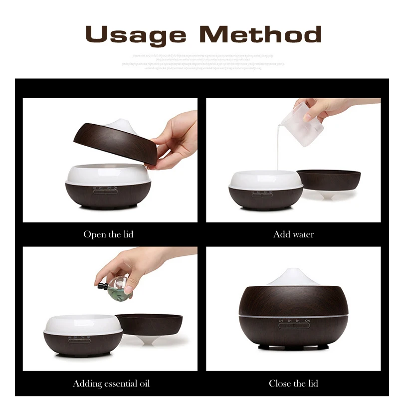 CHOLID Oil Diffuser wood grain Aromatherapy air Humidifier Essential diffusers Aroma purifier MistMaker led light for Home | Бытовая