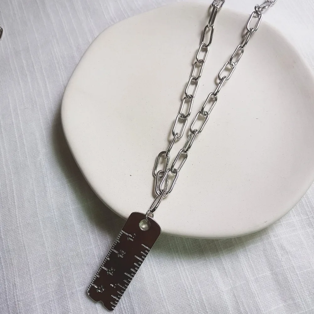 Rongho Hiphop Multi chains Cross chokers necklaces for Women metal Ruler pendant necklace lovers party chunky bijoux | Украшения и