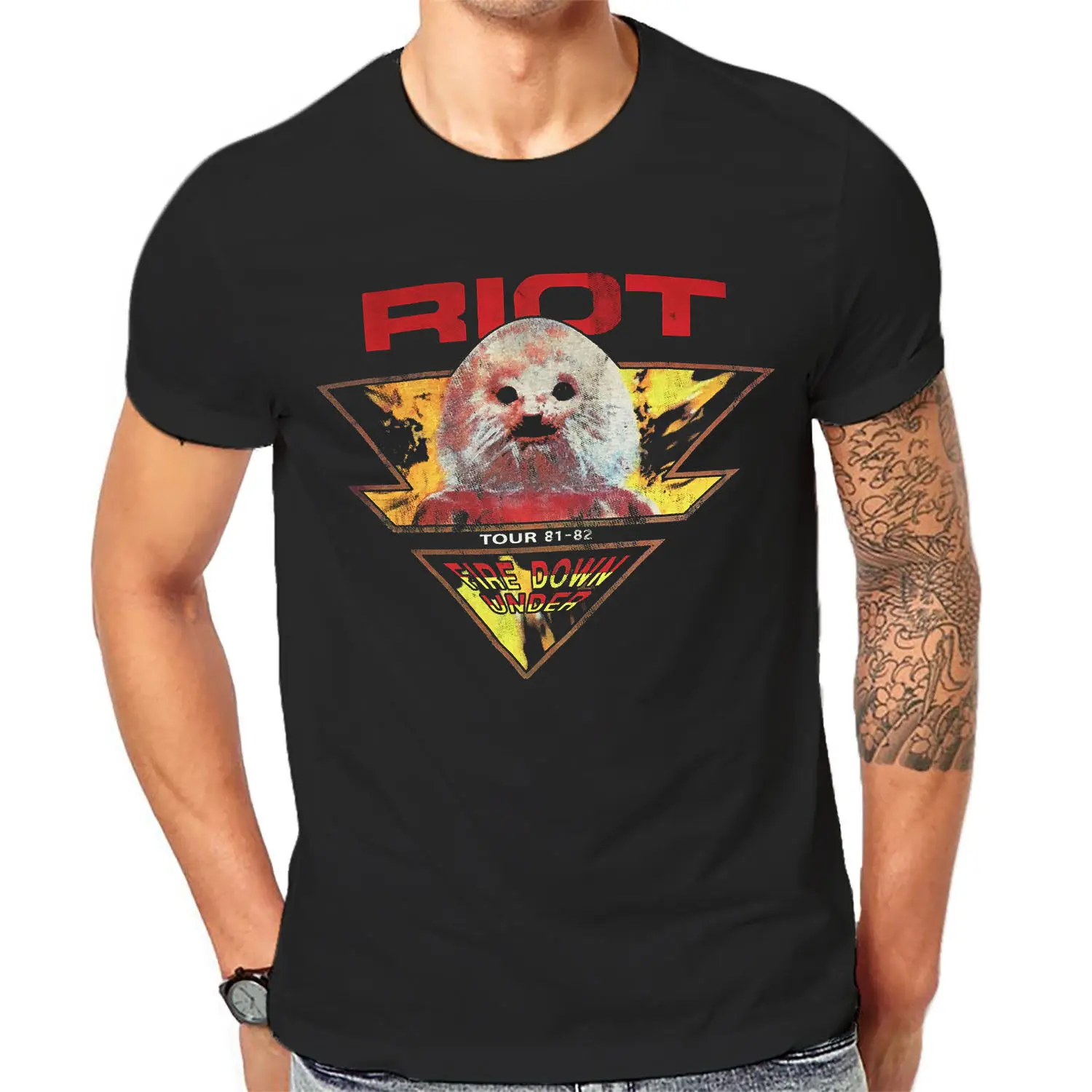 Футболка с рисунком римона классическая черная футболка в стиле ретро ремешком