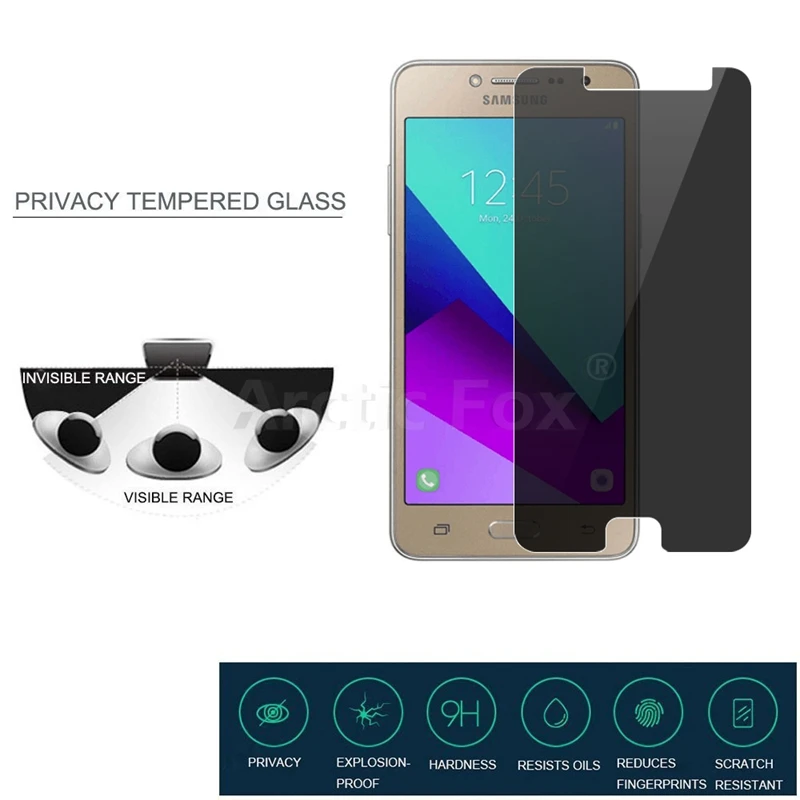 Высококачественное антишпионское закаленное стекло 2.5D Arc Edge для Samsung Galaxy J2 Prime