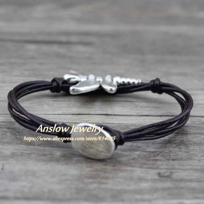 Бренд Anslow высокое качество модные ювелирные изделия Ретро стиль Drongfly кожаный