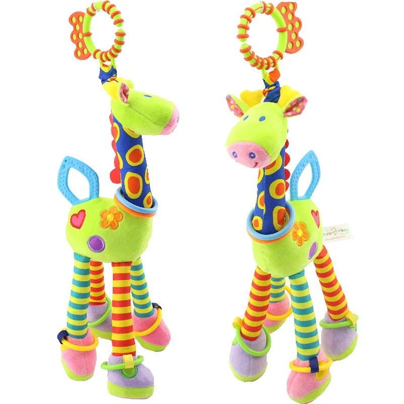 Rosiky Plush Infant Baby Development Soft Giraffe Animal Handbells Handle Toys with Teether Toy | Игрушки и хобби