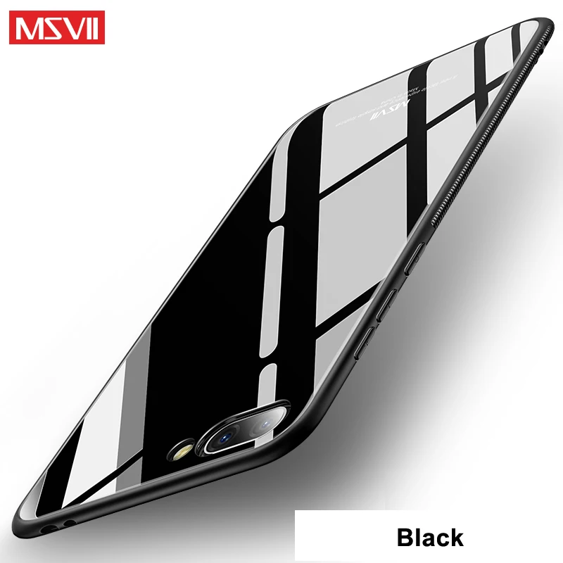 Black Honor 10/10 Lite чехол MSVII Роскошная силиконовая рамка стекло Coque для huawei Honor 10 чехол зеркальное закаленное стекло крышка Honor 10 Lite - Цвет: Black