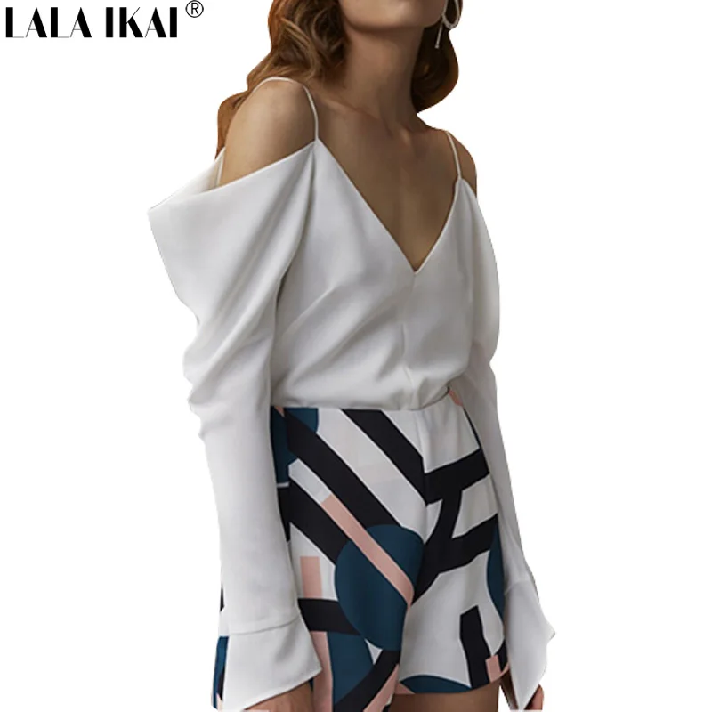 Новинка 2017 года сезон: весна–лето глубоким v-образным вырезом Однотонная рубашка