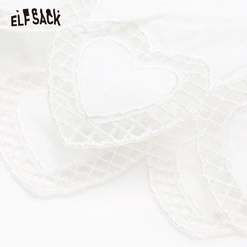 Женские основные хлопковые блузки ELF SACK белые рубашки с V-образным вырезом для