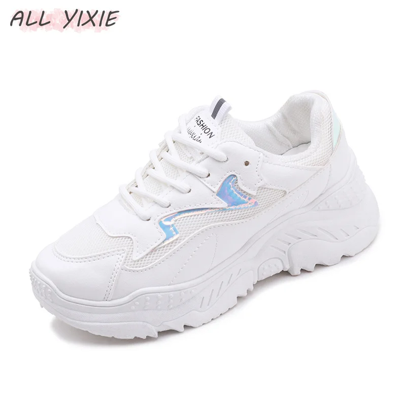 Все YIXIE 2019 летние женские кроссовки на платформе Модные сетчатые дышащие