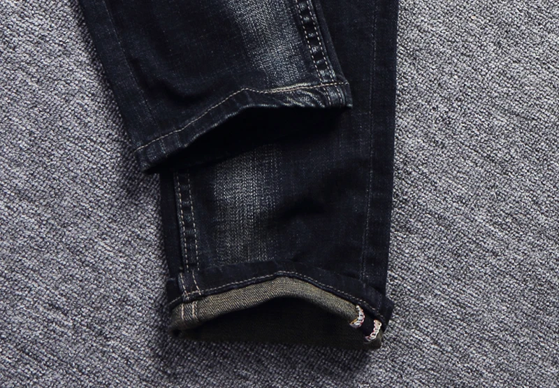 Джинсы мужские в винтажном стиле рваные джинсы Slim Fit ретро брендовые